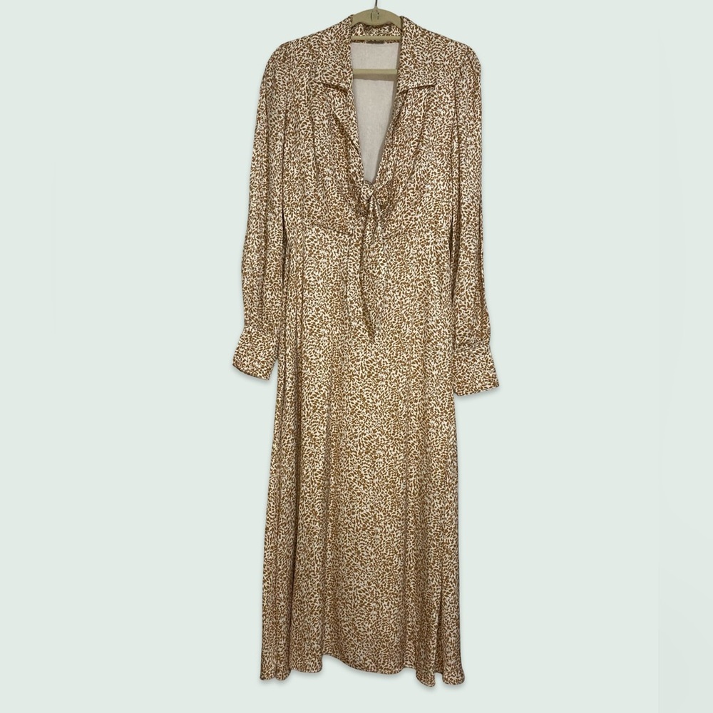 NWT Elie‎ Tahari Tie Front Linen-Blend Midi Dress Sz 8